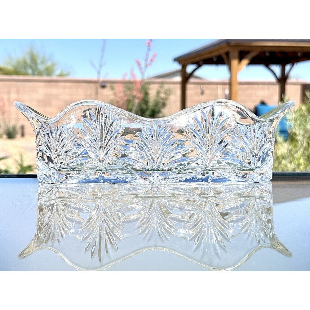 Fifth Avenue 24% Lead Crystal Portico Scalloped Top Relish Dish 10" Caddy Tray